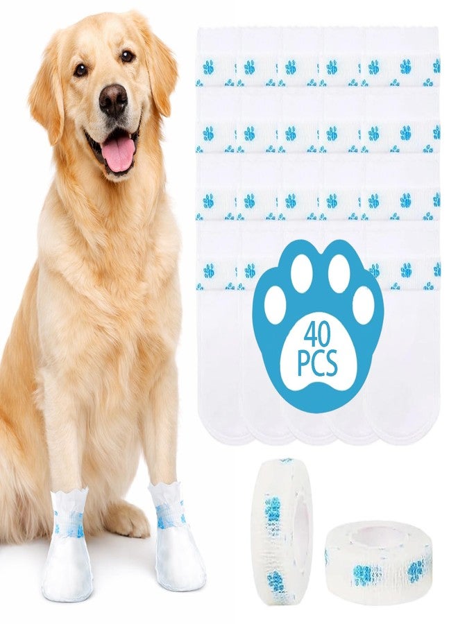 fernfern Disposable Dog Booties for Dog Cats, 40 Counts Pet Shoes with Adjustable Self-Adhesive Bandage, Dog Disposable Foot Covers for Dogs Cats (S（1-7.5KG）) - Image 1